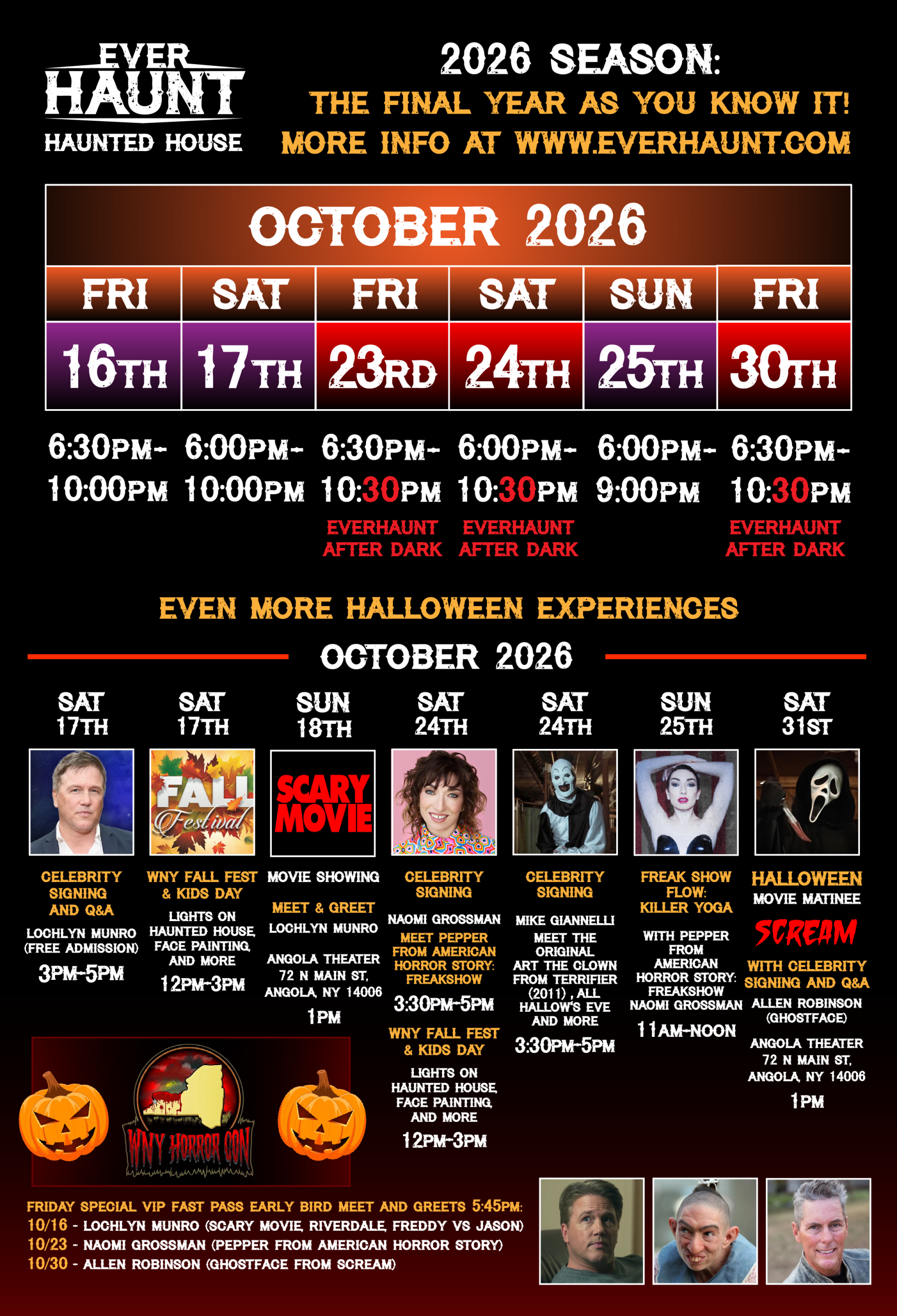 EverHaunt October 2026 Schedule